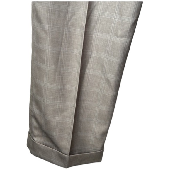 Larry Levine Classics Glen Check Plaid Cuffed Trouser Pants Size 10 - Picture 4 of 6